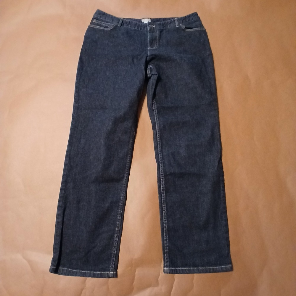 J. Jill Women 16P Straight Jeans Dark Wash Blue Stretch Slim Leg Petite RN 97641